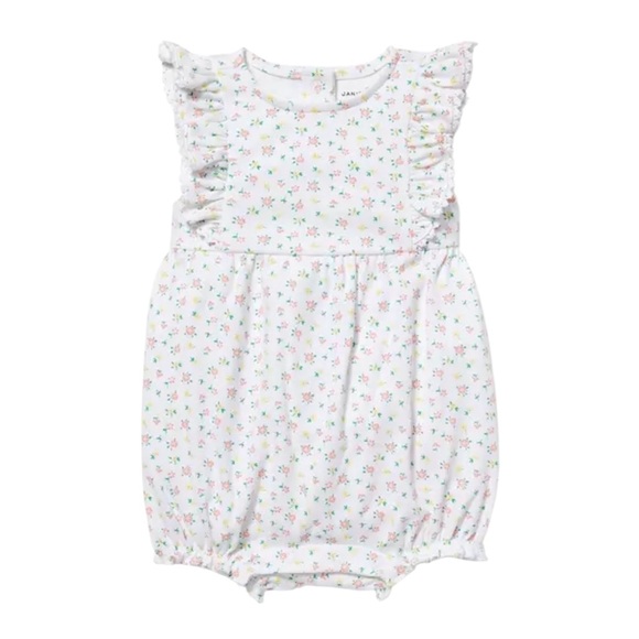 Janie and Jack Baby Eyelet Trim Floral Romper Size 18-24M NWT - Picture 1 of 5